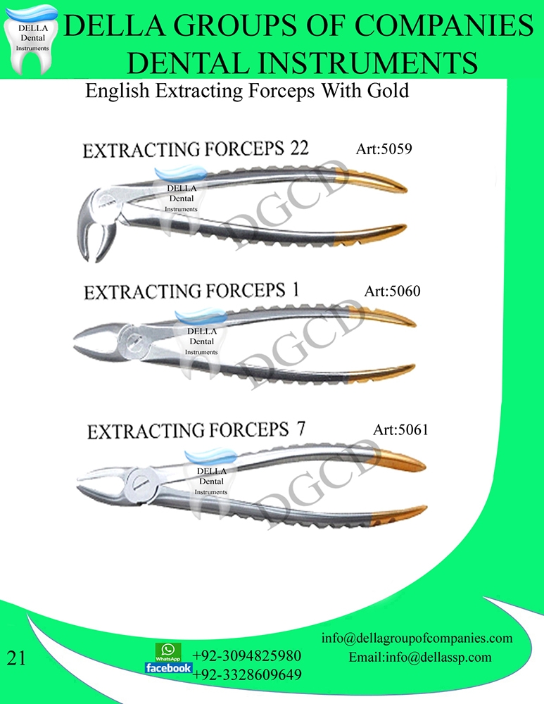 English Extracting Forceps with Gold